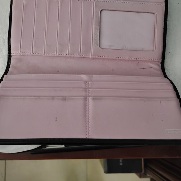 ❤️2 Piece COACH JULIA OP Black Logo Patent ID Clutch Wallet and Checkbook Cover - Picture 6 of 14